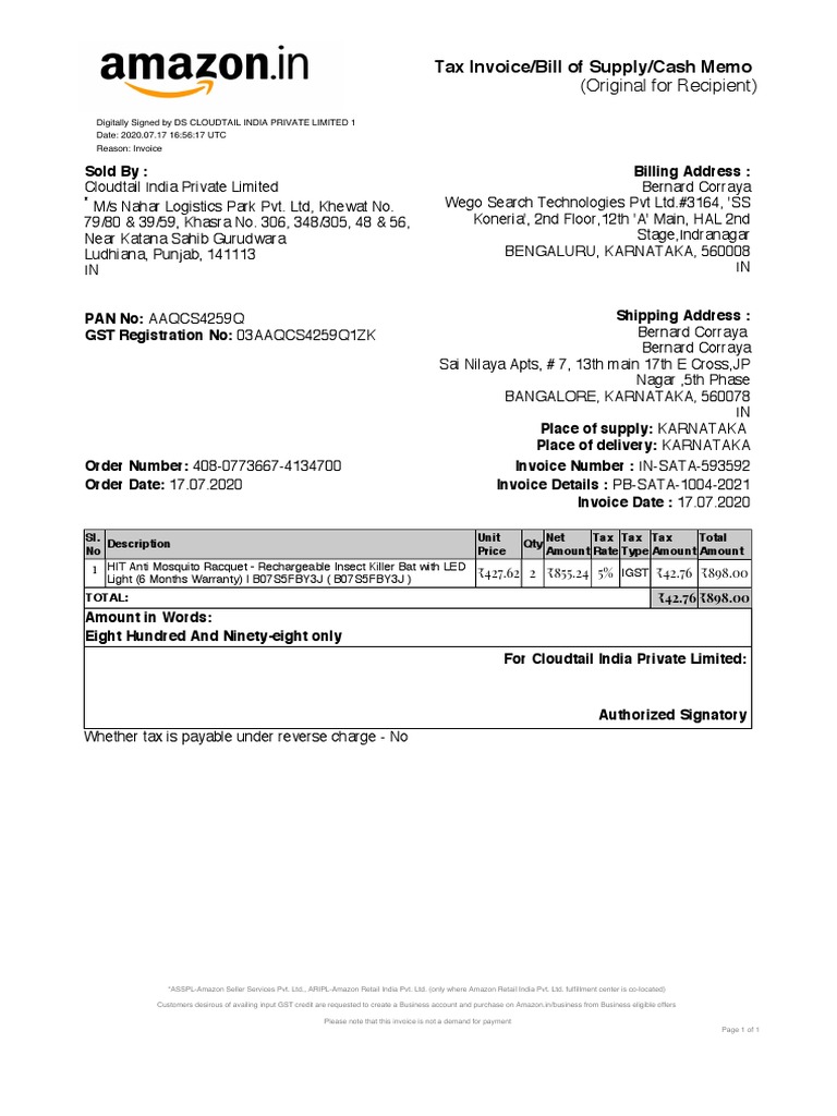 Godrej Hit Warranty PDF Invoice Value Added Tax