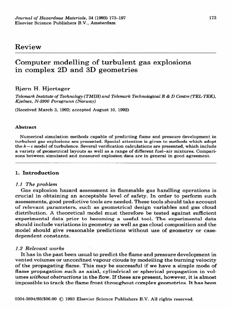 Turbulent Gas Explosion Modeling Techniques | PDF | Turbulence | Equations
