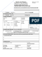 Republic of The Philippines Department of Trade and Industry Business Name Registration Sole Proprietorship Application Form