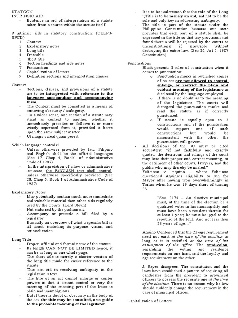 Intrinsic and Extrinsic Aid PDF Statutory Interpretation Virtue