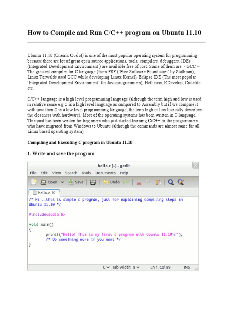 How To Compile and Run C | PDF | Integrated Development Environment | Linux