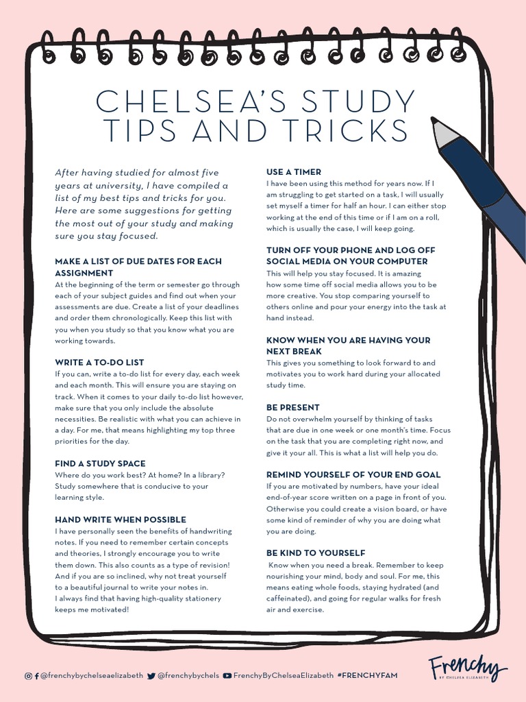 Study Tips And Tricks Pdf Learning Psychology