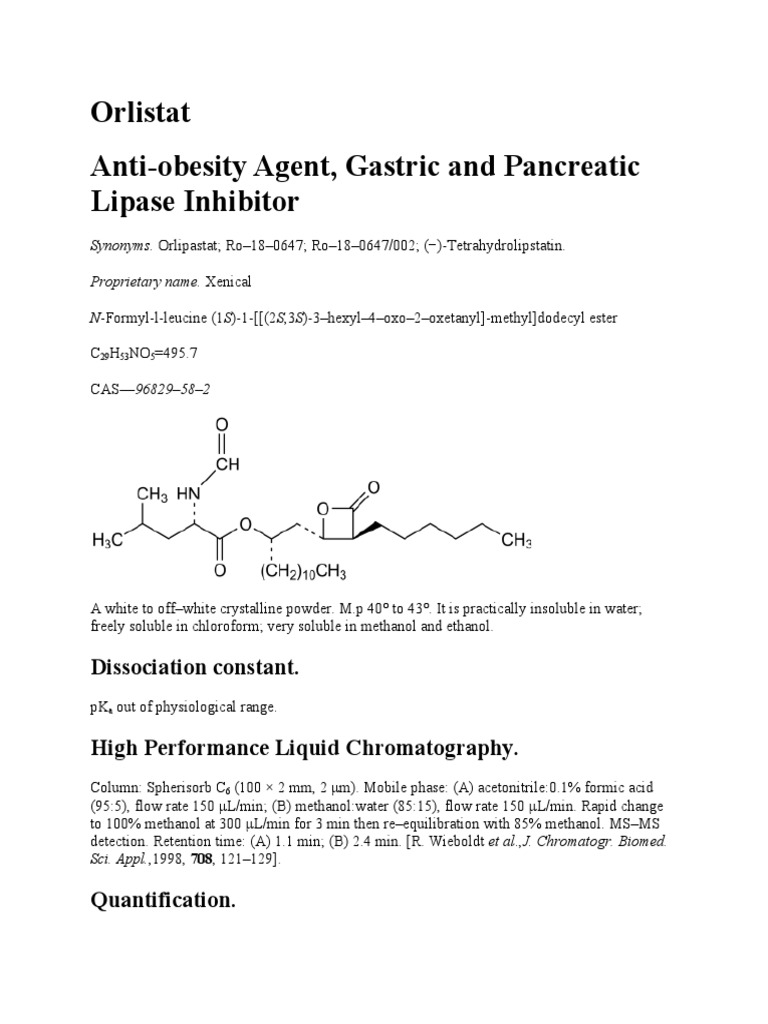 Orlistat AntiObesity Agent, Gastric and Pancreatic Lipase Inhibitor