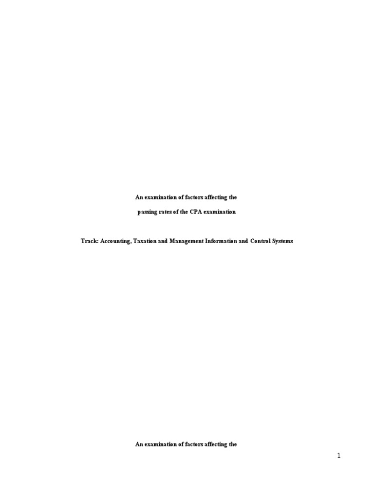 An Examination of Factors Affecting The Passing Rates of The CPA
