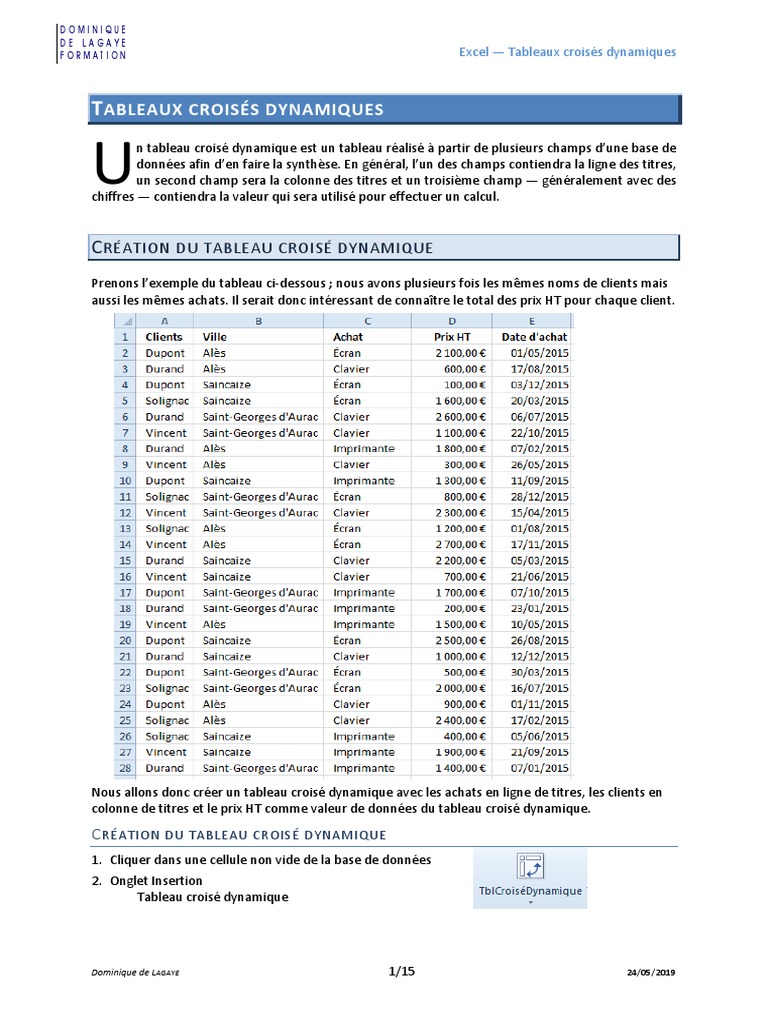 Excel BD03 TCD | PDF | Microsoft Excel | Informatique