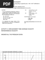 Example of Instantaneous Velocity