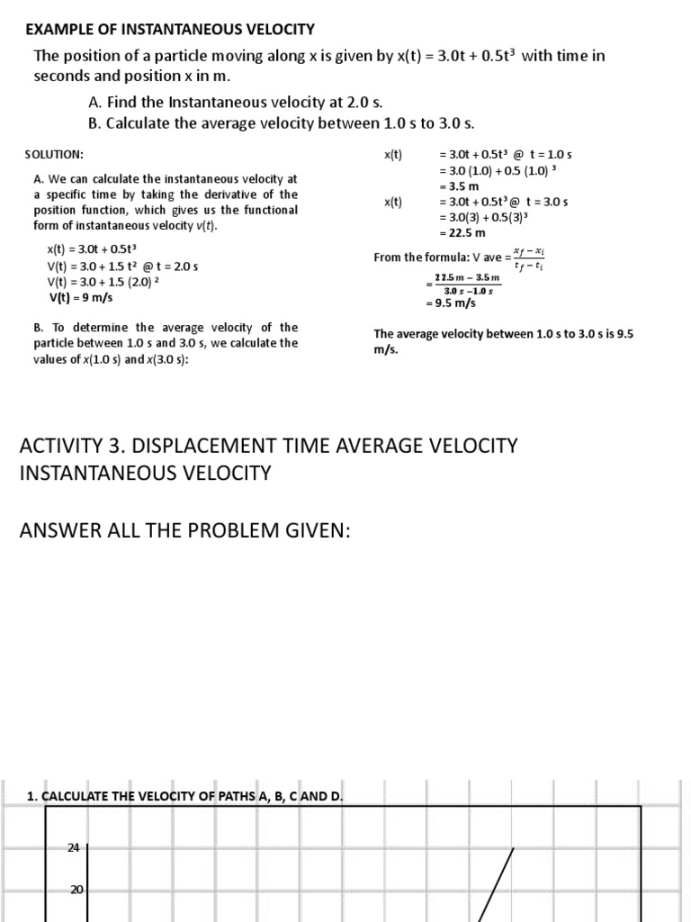 Instantaneous Velocity Calculation Examples | PDF | Velocity | Rotation ...