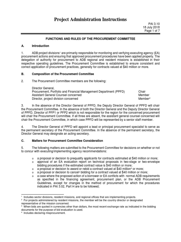 What are the roles of procurement committee