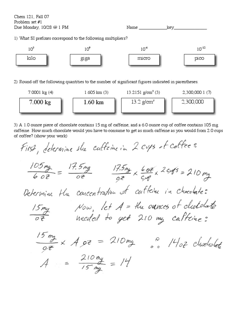 Chem 121 Problem Set #1 Solutions | PDF