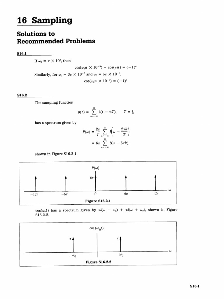 Sampling Solutions for Signals and Systems | PDF | Spectral Density ...