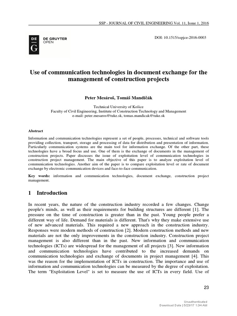 Communication Tech in Construction Management | PDF | Information And ...