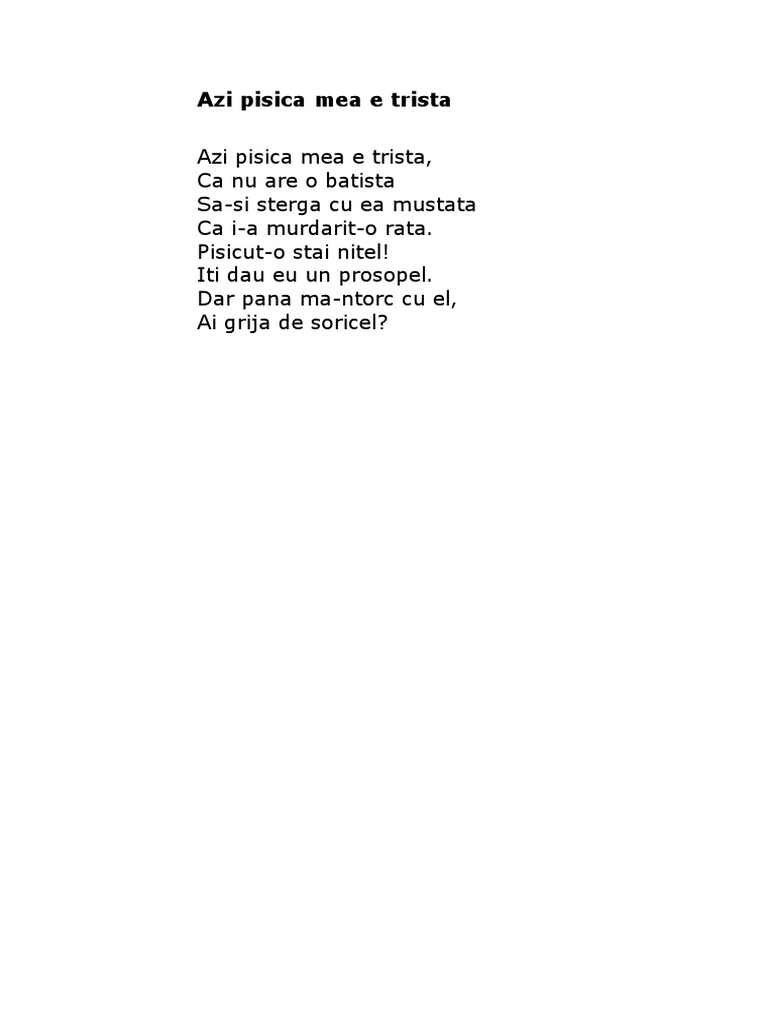 Azi Pisica Mea e Trista  PDF