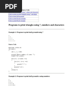 Programs To Print Triangles Using, Numbers and Characters