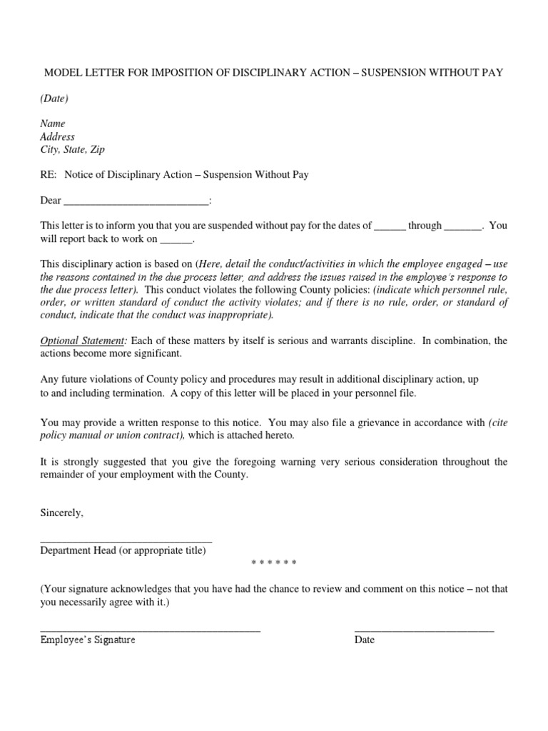 Suspension Without Pay Notice Template | PDF | Career & Growth | Business