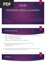 HUL461 Morpheme, Morph, Allomorph