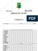 Buku Rekod Imbasan Suhu Tahun 1: Bil Nama Murid JULAI 2020 Catatan