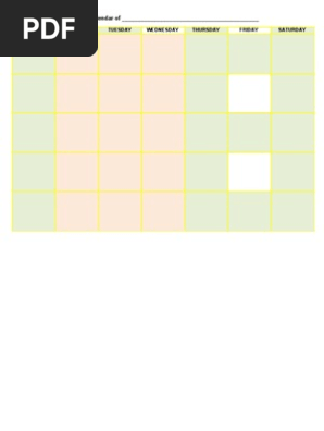 Monthly Calendar of Meals