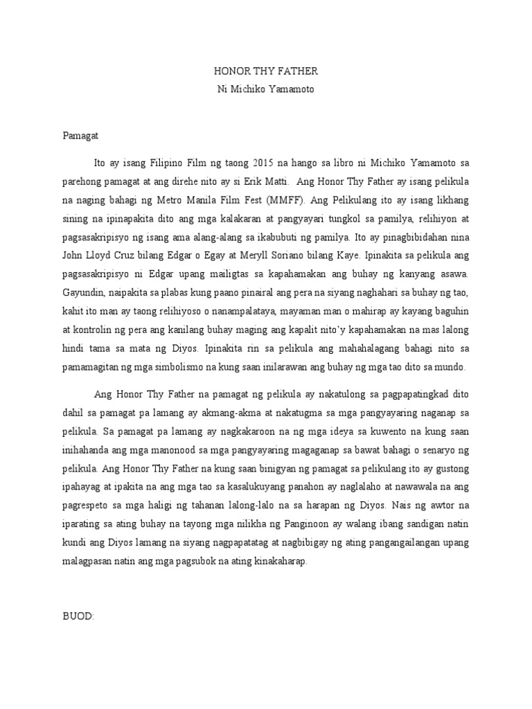 Honor Thy Father Edit PDF