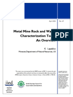 Metal Mine Rock and Waste Characterization Tools: An Overview