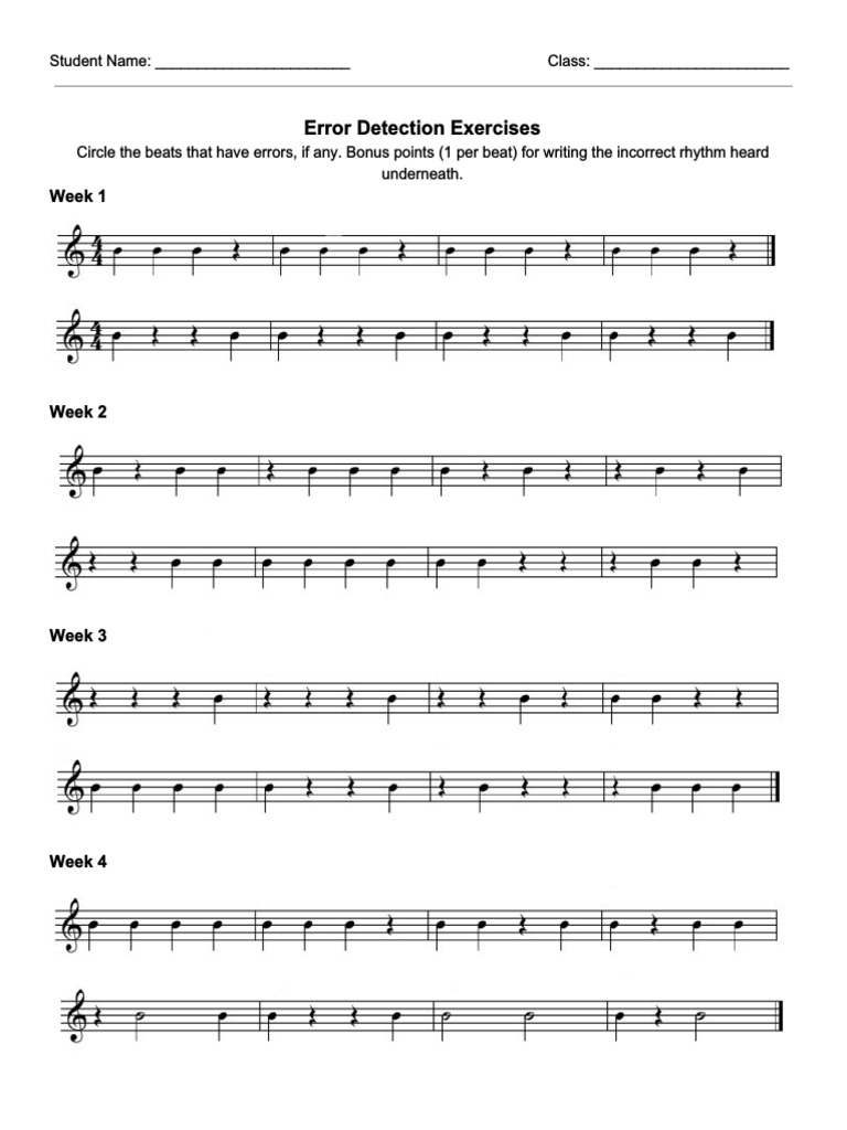 Error Detection and Rhythm Dictation Semester 1 Clean | PDF | Language ...
