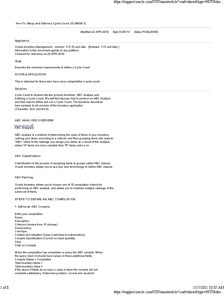 Oracle Cycle Count Setup Guide | PDF | Teaching Mathematics | Computing ...