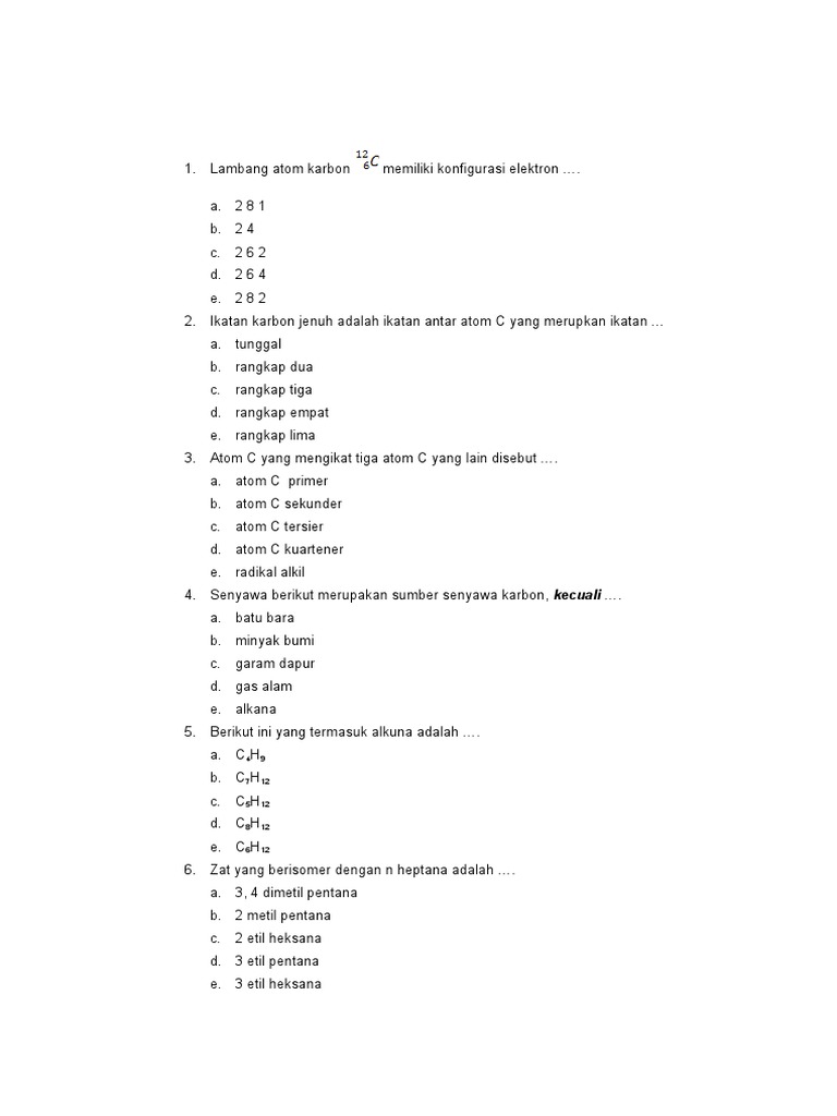 Lambang Atom Karbon 612c Memiliki Konfigurasi Elektron Pdf