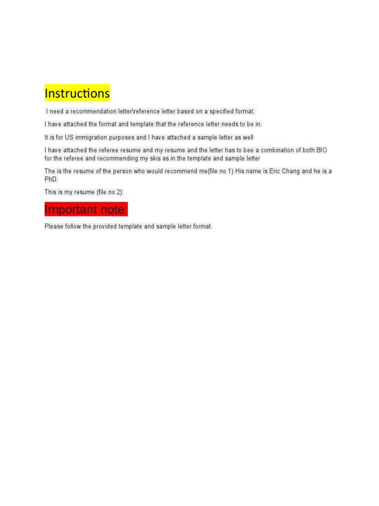 Immigration Reference Letter Template | PDF | Career & Growth