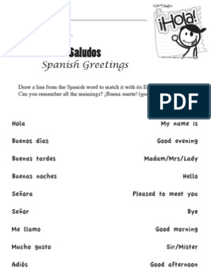 spanish greetings worksheet