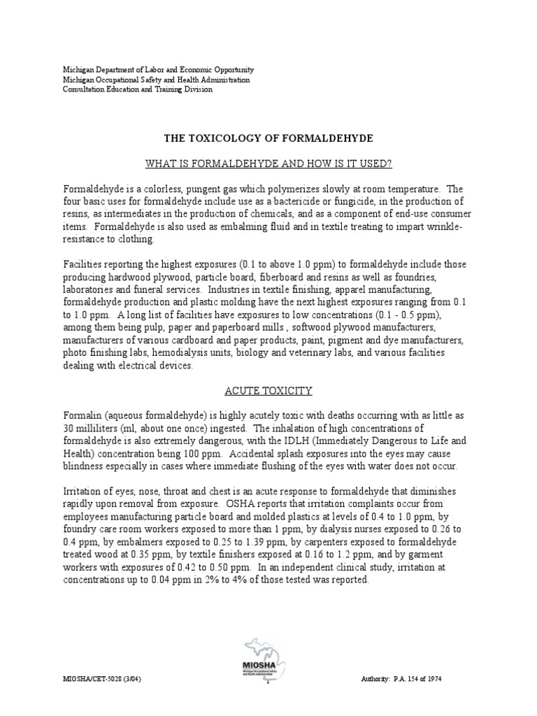 Formaldehyde: Risks & Safety Insights | PDF | Formaldehyde | Cancer