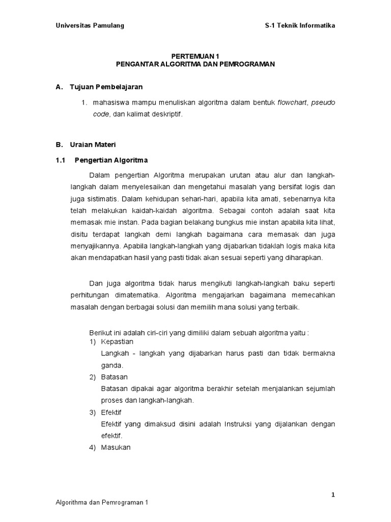 Pengantar Algoritma dan Pemrograman | PDF