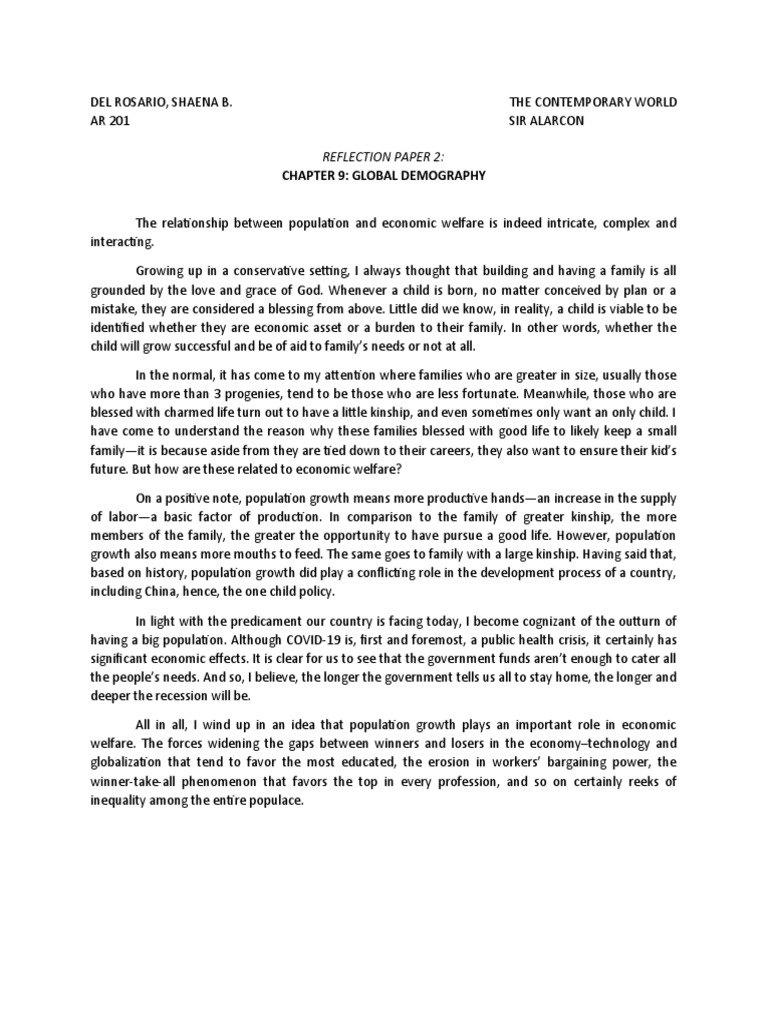 Chapter 9 Global Demography Reflection Paper 2 Download Free PDF