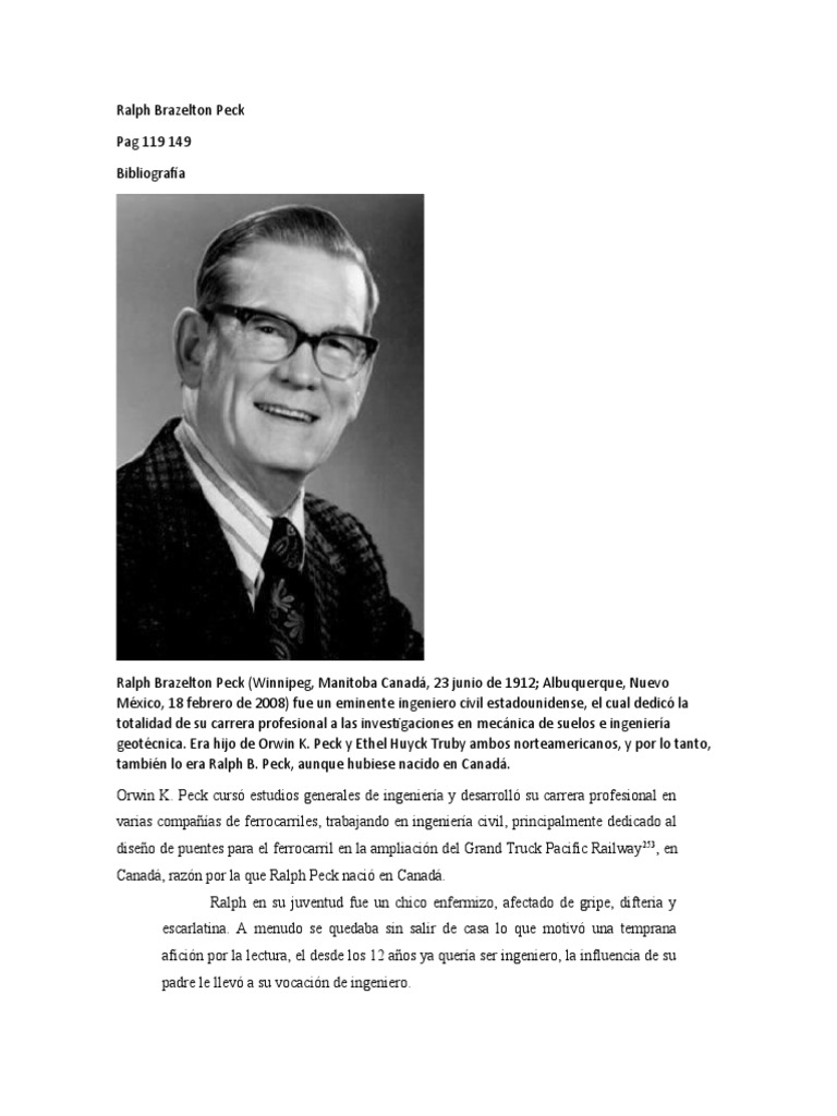 Ralph B. Peck: Pionero en Geotecnia | PDF | Ingeniería | Ingeniero civil