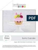 Bunny Cupcake: Gauge: With 3.5 MM Hook, 5 SC Sts & 6 Rows 1 Inch