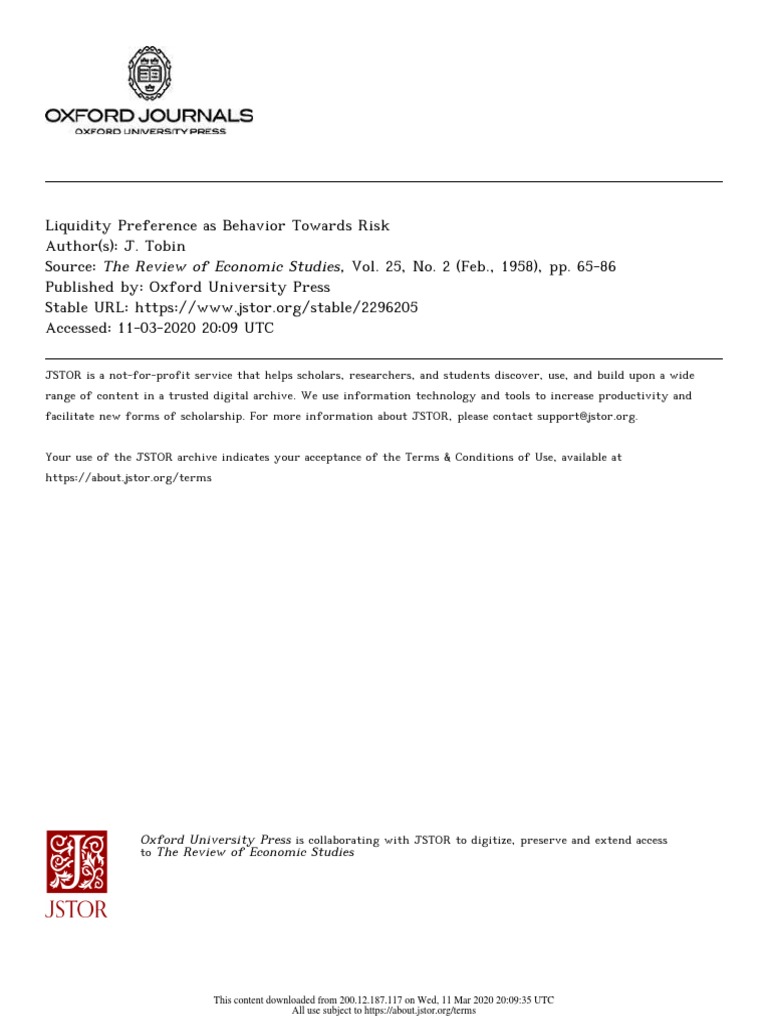 1958-tobin-liquidity-preferencesas-behaviour-towards-risk-pdf-pdf