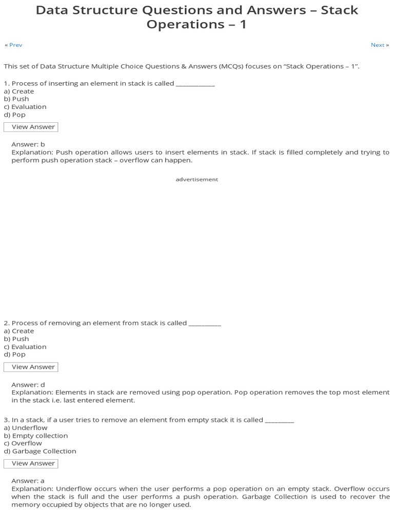 Stacks Questions and Answers Sanfoundry PDF PDF Bracket