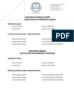 Calendario Académico FCS, Ingresantes Carrera de Medicina Agosto 2020