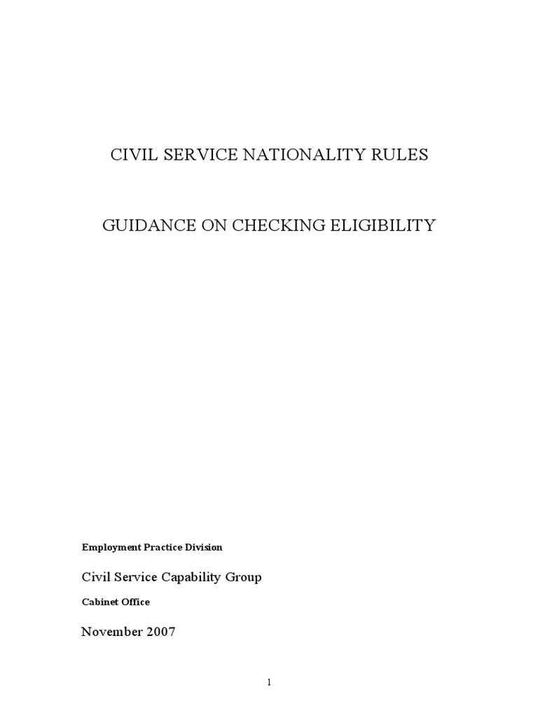 Civil Service Nationality Rules PDF Citizenship Government And