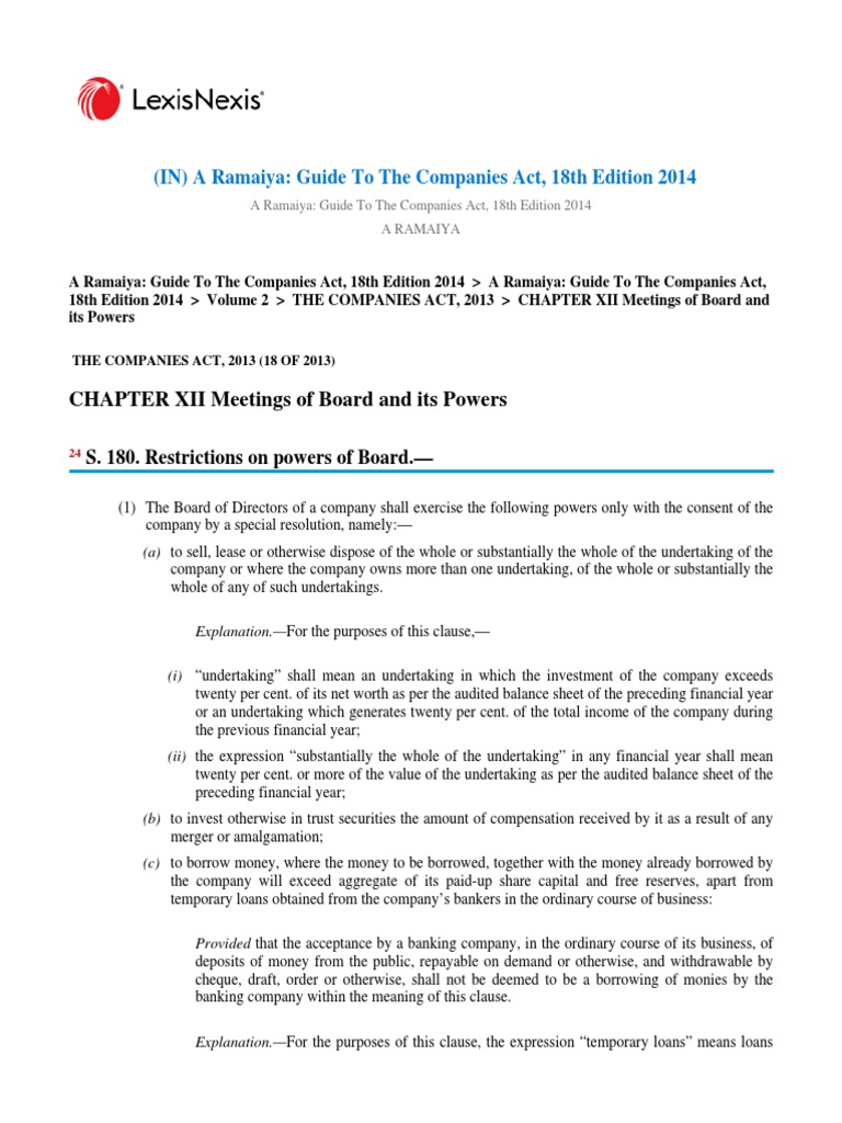 Ramaiya Guide To The Companies Act, 18th Edition Edited | PDF