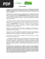 Nota aos municípios sobre Portaria 368