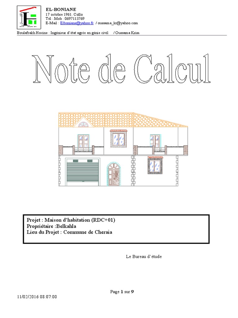 Note de Calcul R+1-Un-Exemple-de-Note-Calcul-Robot | PDF | Béton armé ...