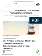 CDS - Protocolo Coronavirus - Efectivo para Tratamiento y Prevención
