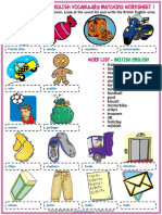 American British English Vocabulary Esl Matching Exercise Worksheets For Kids PDF