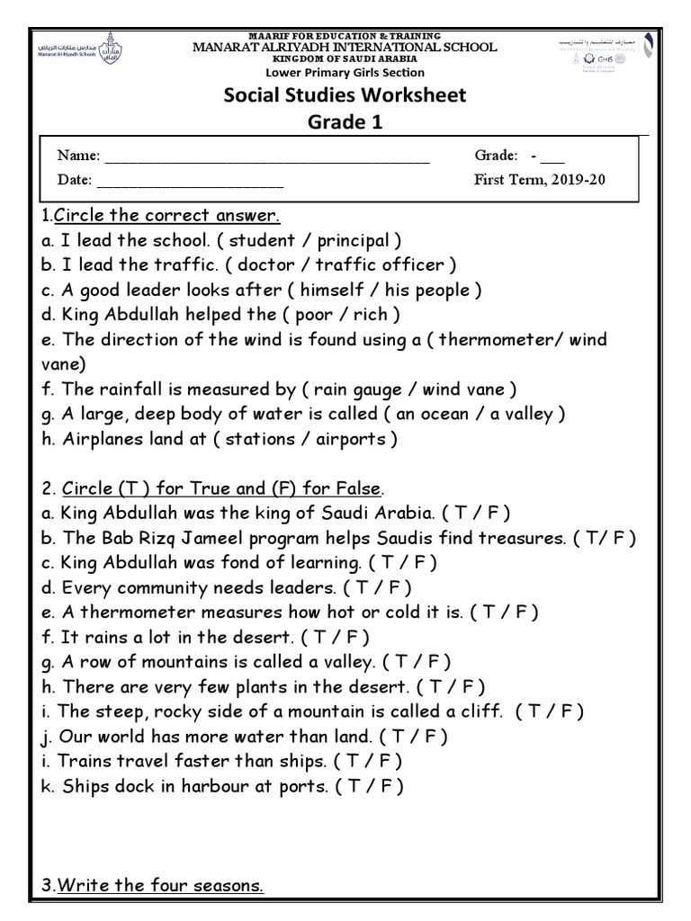 social eot worksheet grade 1 pdf earth sciences physical geography