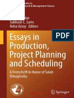 Essays in Production Project Planning and Scheduling A Festschrift