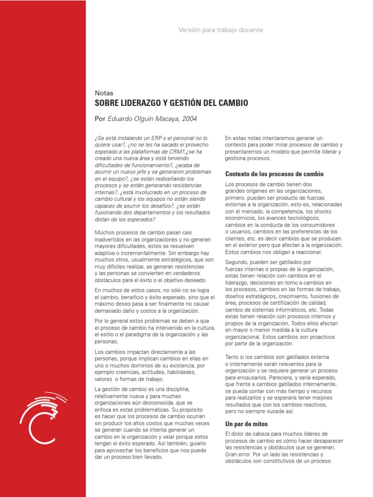 Gestión Efectiva del Cambio Organizacional | PDF | Liderazgo | Aprendizaje