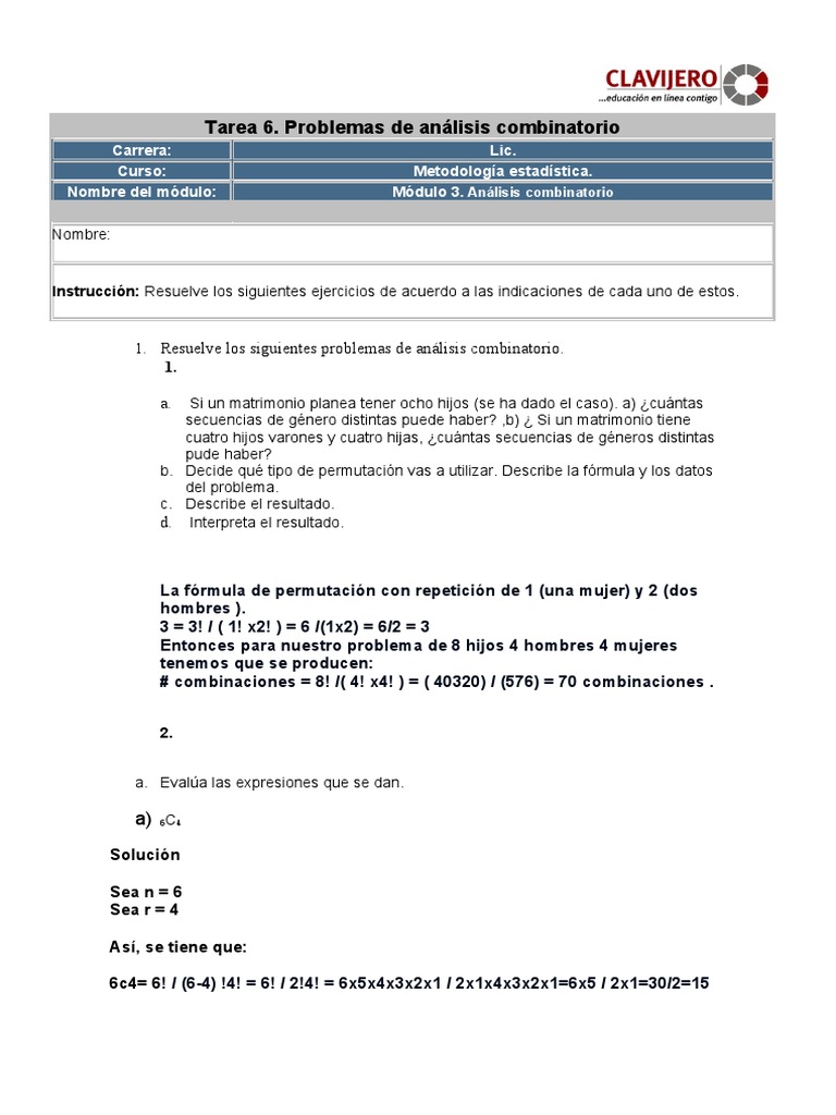 Métodos de Análisis Combinatorio | PDF | Combinatoria | Enseñanza de ...