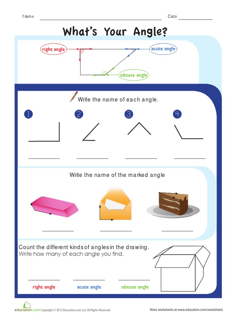 Acute Obtuse And Right Angles Worksheets