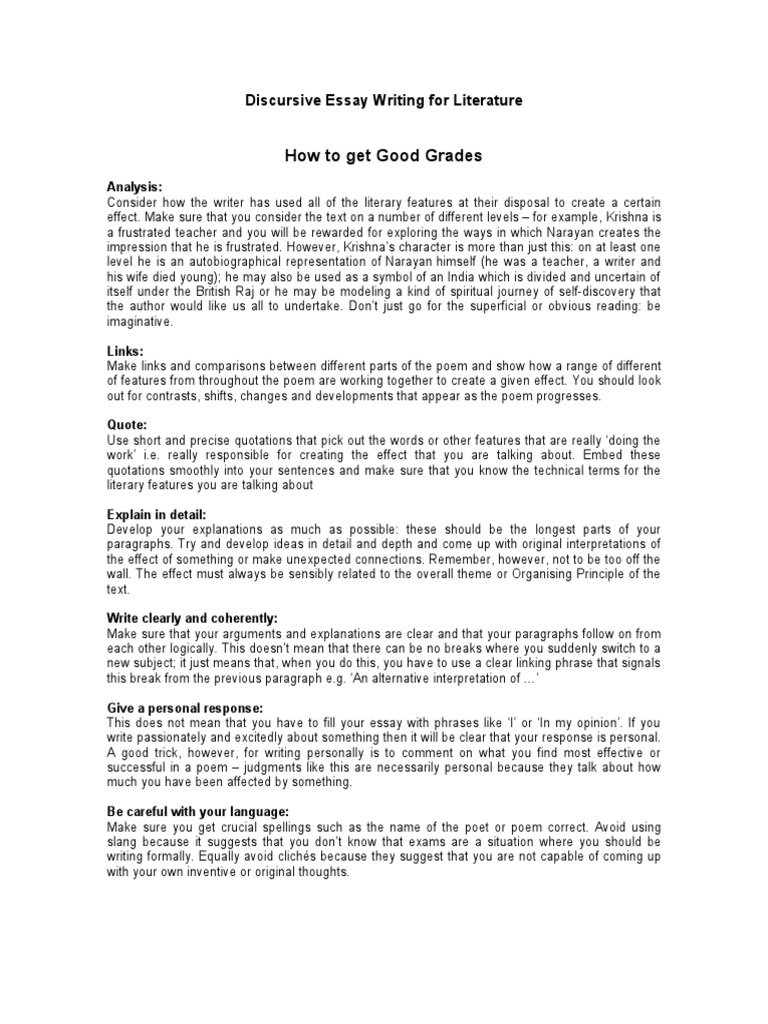 Discursive Essay Writing Tips for Literature | PDF | Northanger Abbey ...