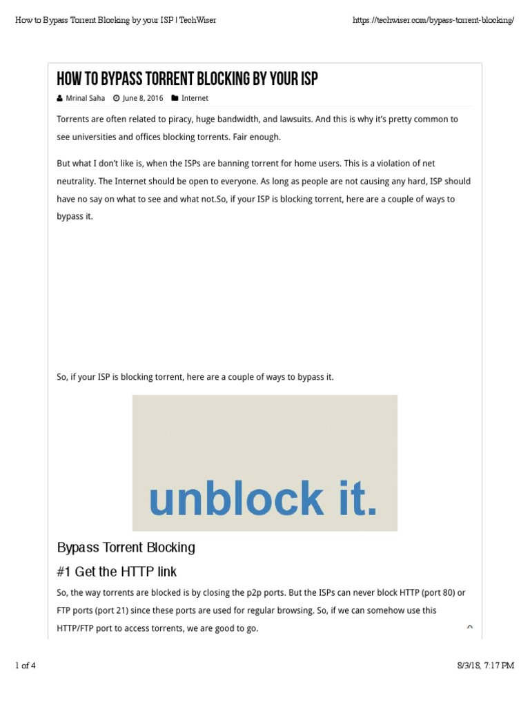 How To Bypass Torrent Blocking By Your ISP - TechWiser | PDF.