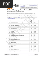 The Top 100 Language Service Providers: 2013: by Donald A. Depalma and Vijayalaxmi Hegde